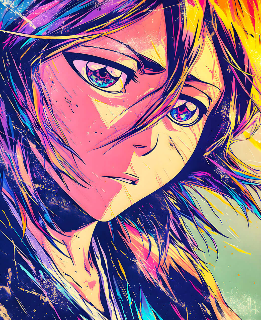 Rukia Kuchiki Vibrant Soul - Bleach Digital Art Print ✨👁️