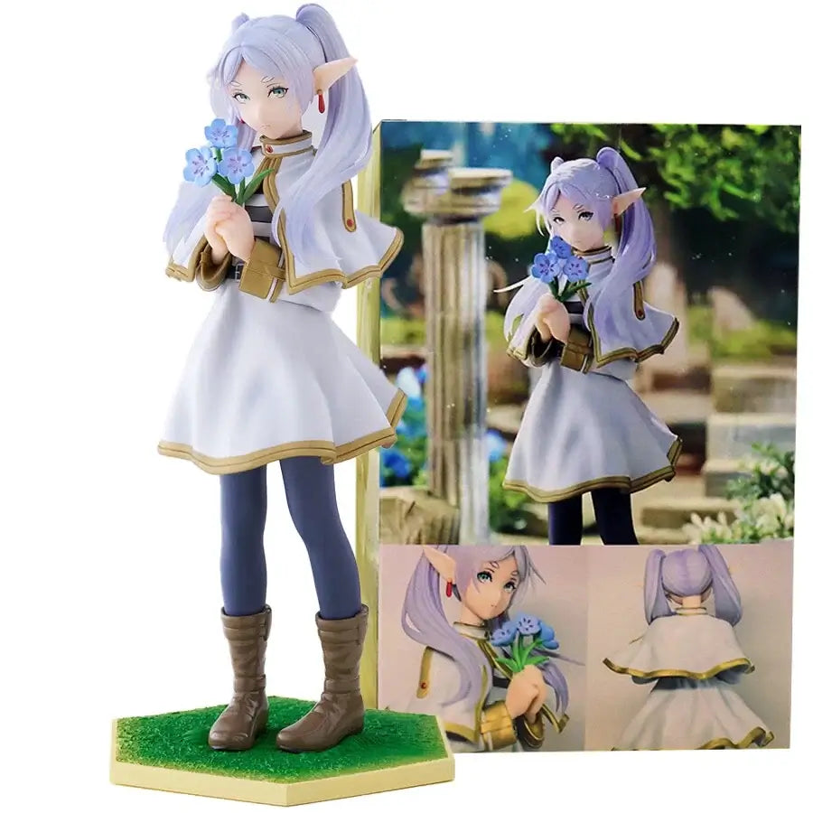 A high-quality 14cm Frieren Anime Figure sitting down, functioning as a noodle stopper and desktop decoration.