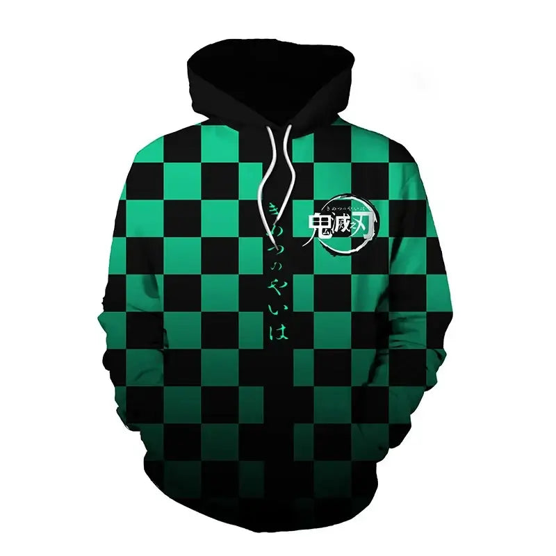 A trendy 3D Anime Hoodie featuring a funny graphic print, designed as an oversized hip-hop pullover for men and women.