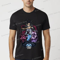 A vintage black Solo Leveling Anime T-Shirt featuring a funny Sung Jinwoo graphic print, available in sizes S to 4XL for men and women.