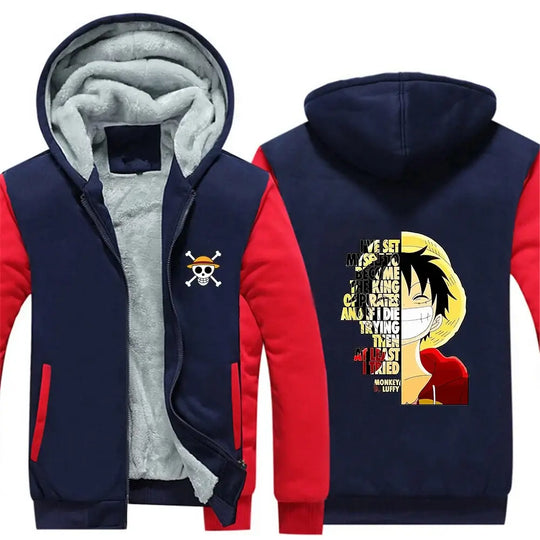 Luffy One Piece Zip-Up Fleece Hoodie | Winter Jacket