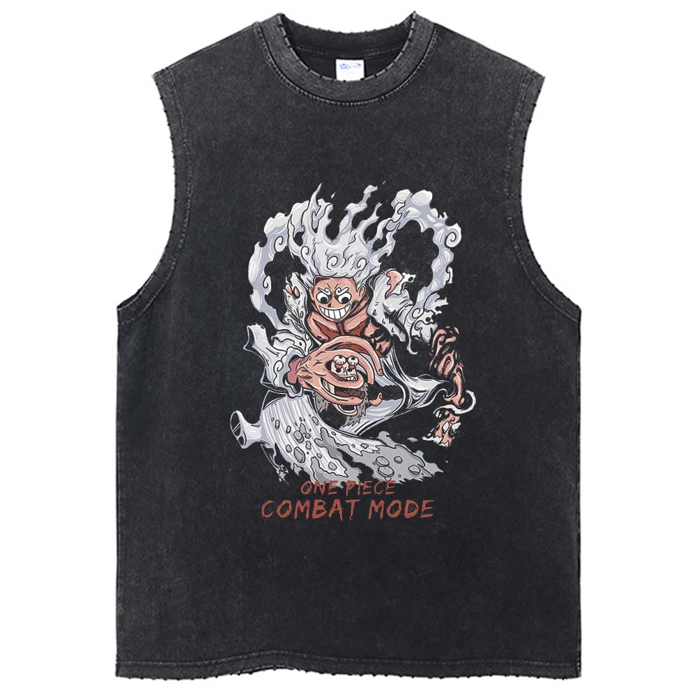 One Piece Vintage Washed Graphic Tank Top | Cotton Streetwear