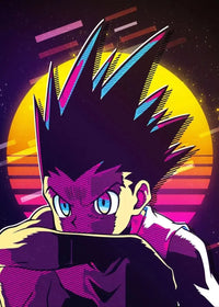 A retro style Hunter x Hunter Anime Poster printed on high-quality canvas featuring Gon and Killua, ideal for home decor and kids' bedrooms.