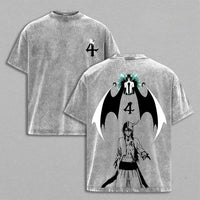 Ulquiorra Cifer Bleach Vintage Washed T-Shirt featuring a graphic design of the character and the number 4 on a vintage style shirt.