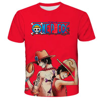 A breathable One Piece Luffy T-shirt featuring a cartoon graphic, designed as a loose-fit casual top for men and boys.
