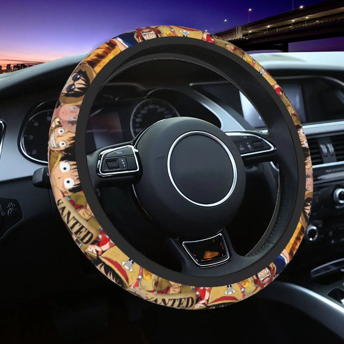 One Piece Luffy Anime Steering Wheel Cover soft elastic 37-38cm car decoration accessory
