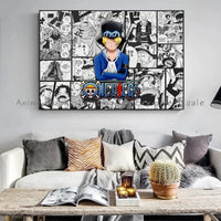 A high-definition One Piece Luffy Zoro Poster printed on canvas, displaying the anime characters Monkey D. Luffy and Roronoa Zoro for wall decoration.