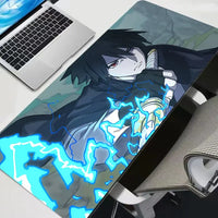 A premium Sasuke Uchiha Mouse Pad featuring an HD print anime graphic, designed as a non-slip rubber gaming desk mat for computer accessories.