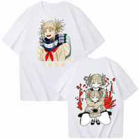 A trendy 2026 Himiko Toga T-Shirt featuring a graphic anime print of the My Hero Academia villain, designed as a casual summer top for men and women.