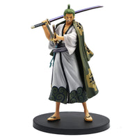 A 10cm One Piece Zoro Figure PVC action model displaying Roronoa Zoro in his Three-Blade Sa-Maximum stance for anime collections.