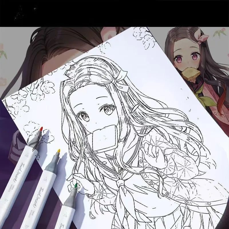 Demon Slayer Characters Art Book Drawing multiple colorful pages anime drawing skill guide