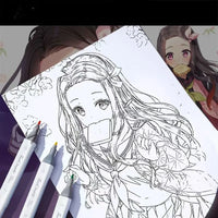 Demon Slayer Characters Art Book Drawing multiple colorful pages anime drawing skill guide