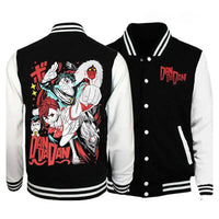 A trendy Dandadan Okarun Jacket featuring Japanese manga art of Ken Takakura, styled as fashion streetwear for men and women.