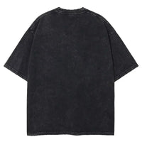 Men's vintage Naruto Rock Lee Streetwear T Shirt in a washed black style, featuring an anime graphic of the taijutsu master.