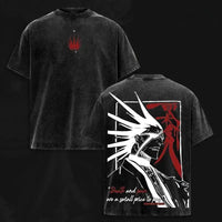 Bleach T-Shirt Vintage Washed Anime Streetwear oversized nylon-cotton blend Y2K hip-hop Bleach anime graphic washed finish applique unisex S to XXXL front view