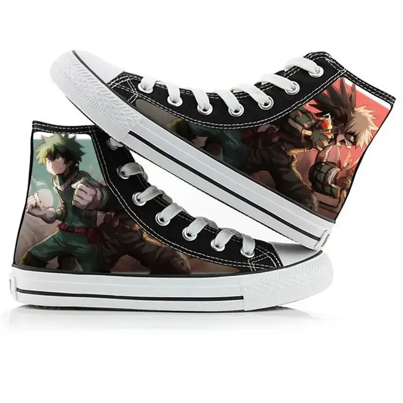 Breathable My Hero Academia Canvas Shoes featuring Izuku Midoriya anime art, designed as comfortable high-top student sneakers.