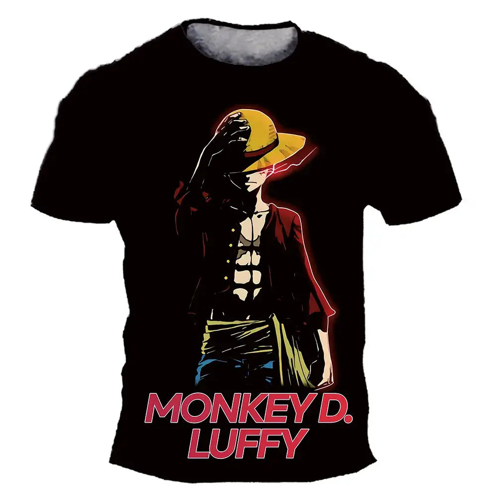 A fashion kid's One Piece Luffy T Shirt, a summer short sleeve top for boys.