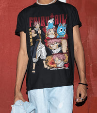 A premium Fairy Tail T-Shirt featuring a dynamic graphic of Natsu Dragneel and Gray Fullbuster, designed as anime streetwear for fans.