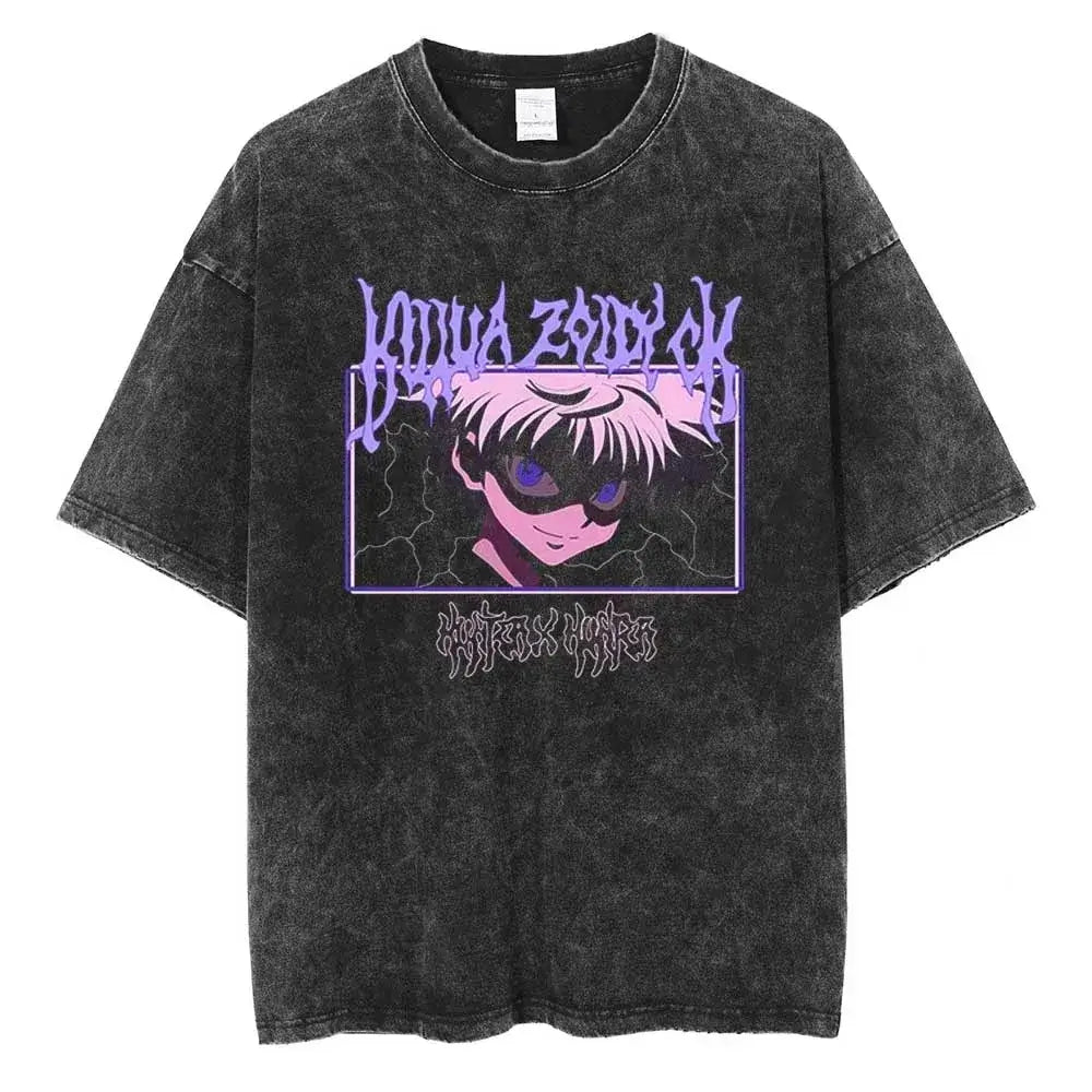 Hunter x Hunter Gon Freecss Print T-Shirt oversized Harajuku washed cotton anime tee men women