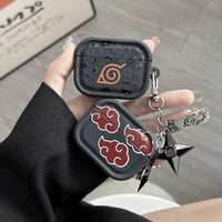 Naruto Akatsuki AirPods Case Shuriken Pendant hard plastic protective cover with Akatsuki cloud logo reflective anti-scratch fits AirPods 1 2 3 4 Pro Pro2