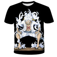 A casual One Piece Luffy T-shirt featuring a cartoon Monkey D. Luffy graphic, designed as a loose, breathable short-sleeve top for men and boys.