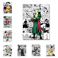 A classic cartoon style One Piece Luffy Zoro Poster printed on high-definition canvas, perfect for decorating a living room, corridor, or child's bedroom.