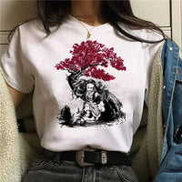 A Demon Slayer T Shirt for Women, a female Kimetsu No Yaiba graphic tee with a Nezuko and Tanjirou Kamado print.