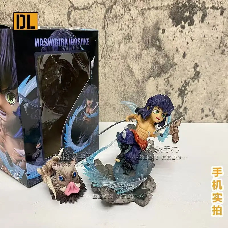 A detailed G5 Robot style Inosuke Action Figure featuring Mecha armor design and dual jagged swords for Demon Slayer collection.