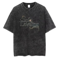 A hot unisex and plus size Solo Leveling Sung Jin-Woo Printed T Shirt in a washed cotton Harajuku style.