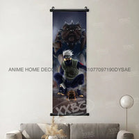 High-definition Naruto Posters hanging scroll featuring Uzumaki Naruto, Uchiha Sasuke, and Madara for anime home wall decoration.
