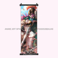 A vibrant One Piece Hanging Painting featuring anime characters Monkey D. Luffy, Portgas D. Ace, Sabo, and Shanks on a canvas scroll for home decor.