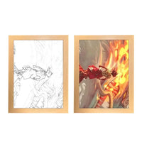 A creative One Piece Photo Frame Night Light displaying anime characters Luffy and Zoro, serving as a bedside decoration painting.