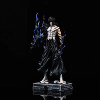 A large 33cm Bleach Ichigo Figure made of PVC, featuring two interchangeable battle forms and Zangetsu sword for anime desktop decoration.