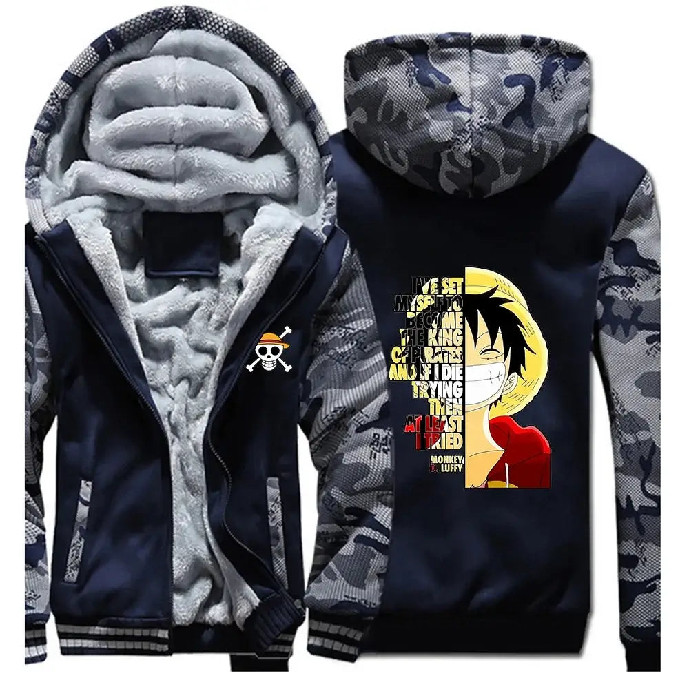 Luffy One Piece Zip-Up Fleece Hoodie | Winter Jacket