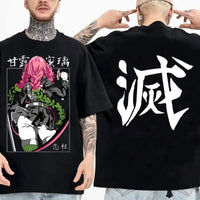 Demon Slayer Summer Parent-Child Cotton Tee flat lay loose casual anime print matching summer top
