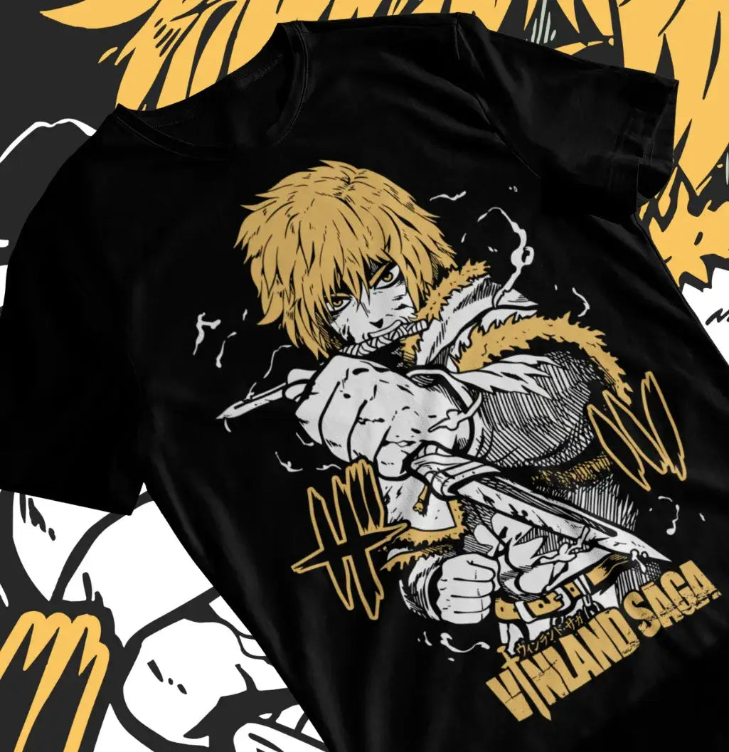 Thorfinn Askeladd T-Shirt Vinland Saga casual anime shirt styled with jeans and a relaxed Nordic streetwear outfit