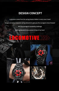 VA VA VOOM Racing Series Watch creative spinning dial stainless steel waterproof sports quartz watch for men