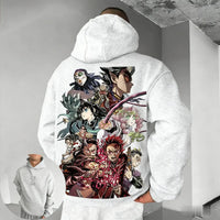 A cozy Muichiro Tokito Hoodie made of fleece, featuring a loose fit Mist Hashira design for men, women, and children.