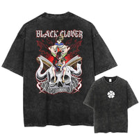 Asta Black Clover Manga Streetwear T-Shirt featuring a graphic design on a washed cotton oversized tee.