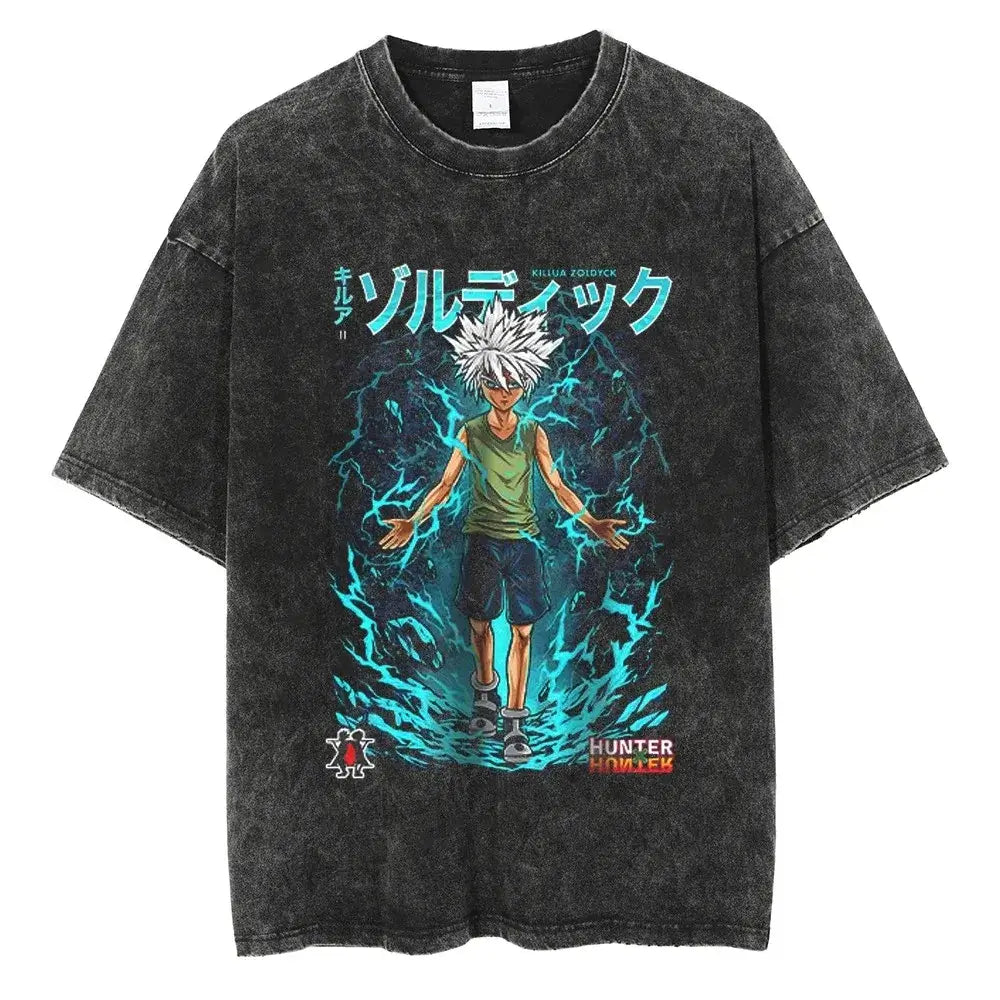 Hunter x Hunter Gon Freecss Print T-Shirt oversized Harajuku washed cotton anime tee men women