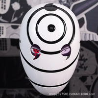 A highly imitative, high-gloss Obito Cosplay Mask featuring the Akatsuki Sharingan design for anime Halloween costumes and conventions.