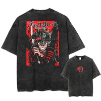 Asta Black Clover Manga Streetwear T-Shirt featuring a graphic design on a washed cotton oversized tee.