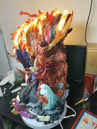 A dynamic Luffy Gear 3 Figure made of PVC, featuring glowing LED Red Roc fire effects, designed as a GK anime collectible statue.