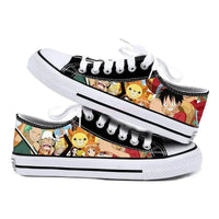 One Piece Anime Low Top Canvas Sneakers side profile flat low top anime student couple sneaker