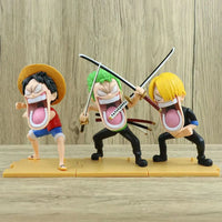 One Piece Hungry Trio Luffy Zoro Sanji Figure Set 15CM PVC anime model toy gift collectible