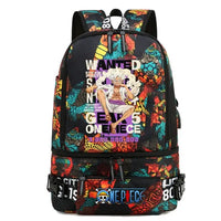 One Piece Anime Polyester School Travel Backpack featuring vibrant artwork and stylish design for teens.