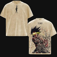 Gon Freecss Hunter x Hunter Manga Washed T-Shirt close-up showing printed artwork and washed fabric appearance