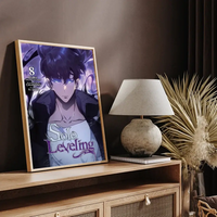A vintage-style Solo Leveling Sticky Poster printed on whitepaper, featuring Sung Jinwoo and the Shadow Army with a DIY self-adhesive backing.