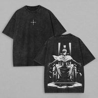 Ichigo Kurosaki Ink Sketch Kanji Double-Sided T-Shirt featuring vintage wash and oversized style.