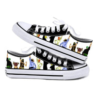 One Piece Anime Low Top Canvas Sneakers flat lay pair printed anime canvas couple birthday gift